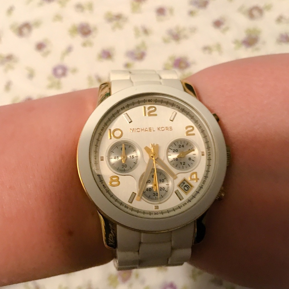 Michael Kors White and Gold Watch